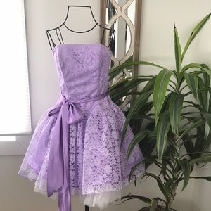 Jessica McLintock Lace Ribbon Strapless Dress